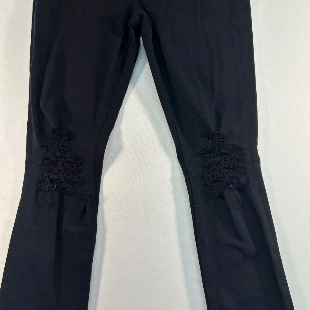 Express Jeans Womens 4 Black Distressed Ripped‎ Knee Skinny Leg Denim Pants